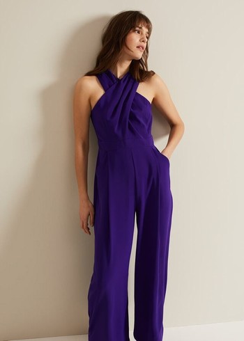 Phase Eight Giorgia Cross Neck Jumpsuit Purple USA | 5830491-SK